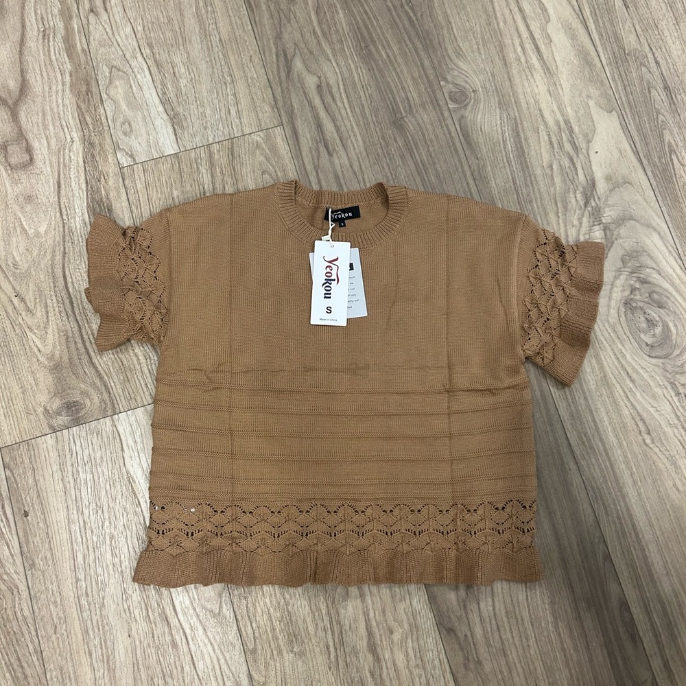 Forever 21 Brown Lace Sleeve Blouse